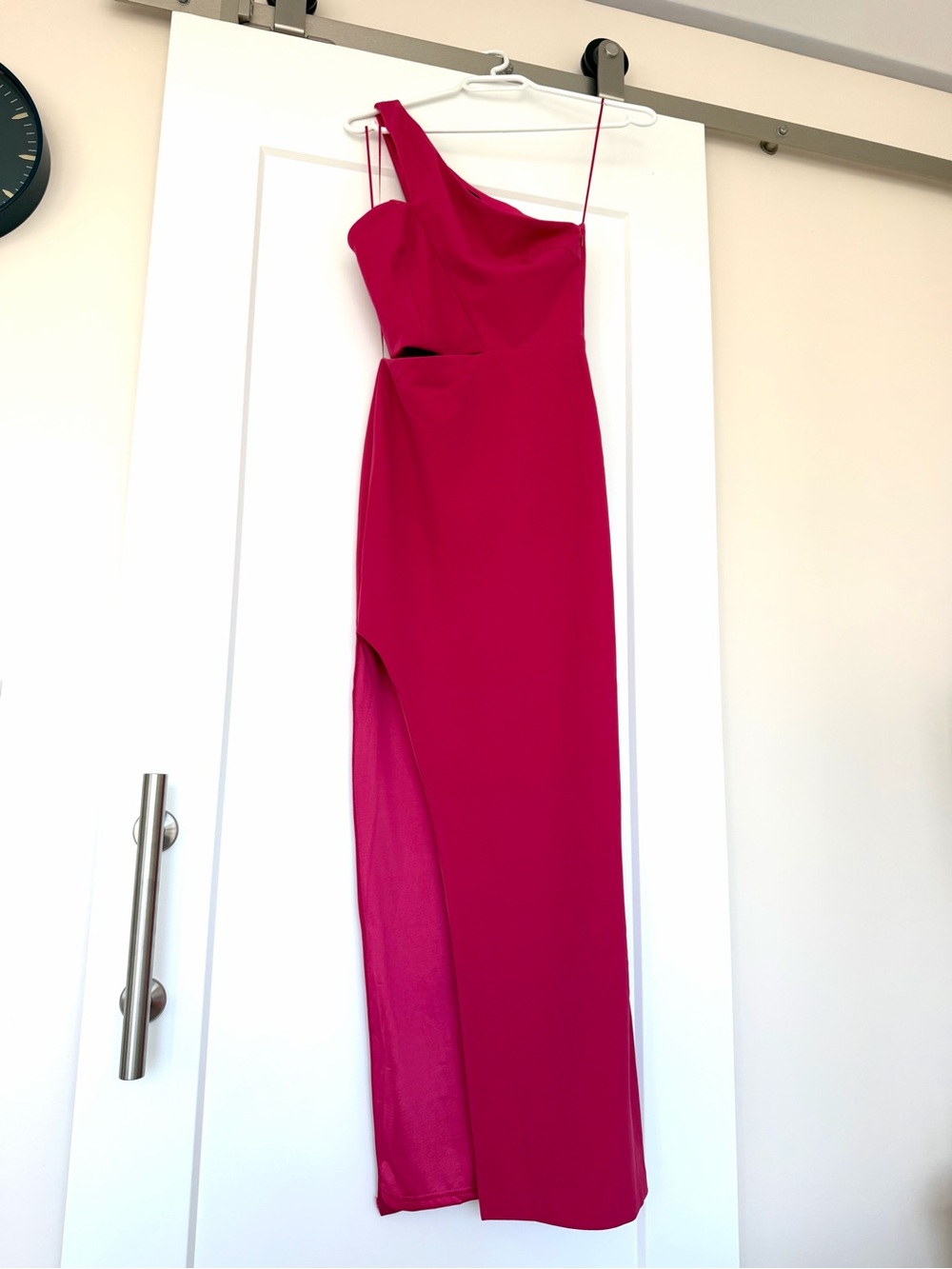 DO+BE One-Shoulder Fuchsia Cutout Slit Maxi Dress